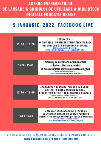 Eveniment de lansare a Ghidului de utilizare a Bibliotecii Digitale Educație Online, Sesiunea II (VIDEO)