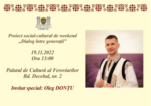 Proiectul socio-cultural de weekend „Dialog între generații”, continuă în altă locație a municipiului Chișinău 