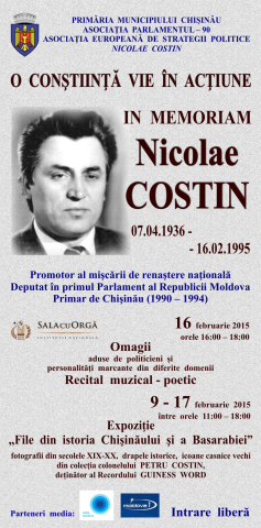 Comemorarea primarului de Chişinău, Nicolae Costin