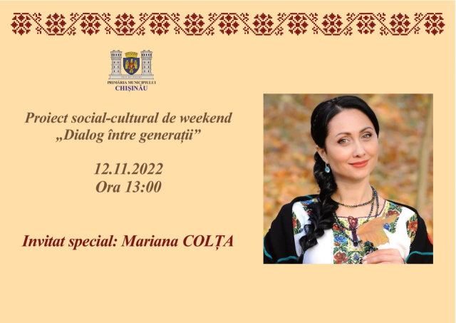 Spectacol muzical în aer liber, în cadrul Proiectului socio-cultural „Dialog între generații”, cu interpreta de muzică populară Mariana Colța