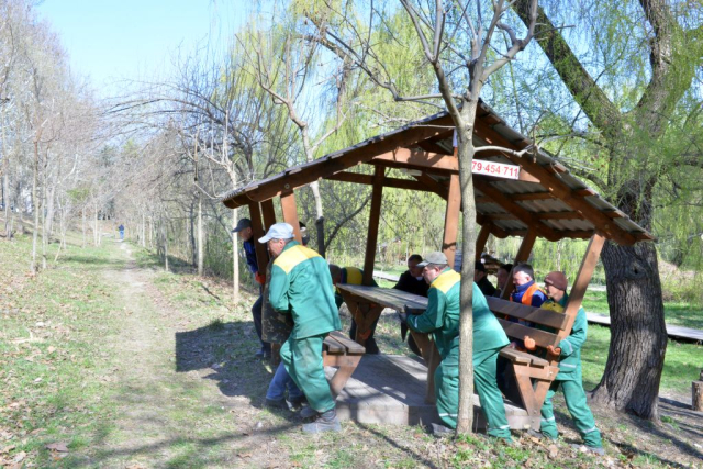 Demontarea foișoarelor din Parcul „Valea Trandafirilor"