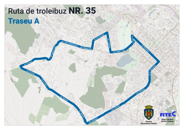 Prezentarea itinerarului rutei circulare de troleibuz nr. 35, în contextul lansării liniei noi spre orașul Durlești 
 
