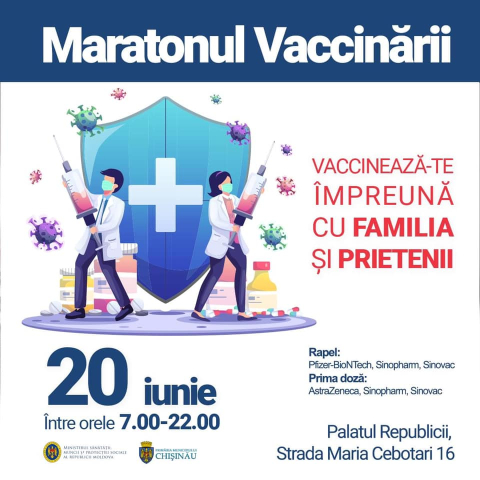 Maratonul Chișinău al vaccinării pentru rapel - 20 iunie 2021