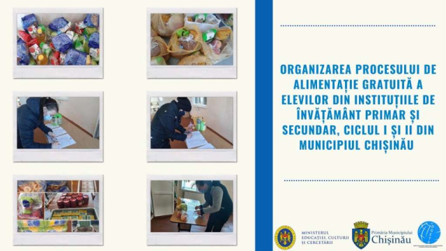 Distribuirea pachetelor cu alimente către părinții elevilor, din contul organizării hranei gratuite în școli, clasele primare și gimnaziale