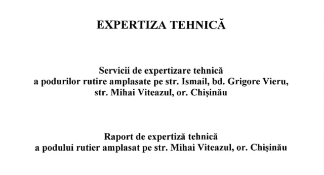 Raport de expertiză tehnică a podului rutier amplasat pe str. Mihai Viteazul, or. Chișinău