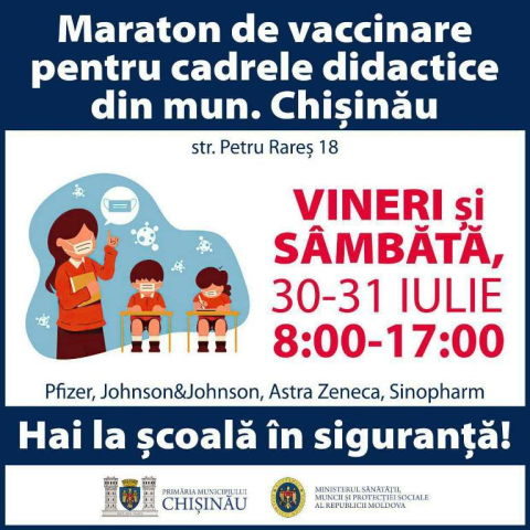 Maraton de imunizare antiCOVID-19 pentru cadrele didactice la Centrul municipal de vaccinare