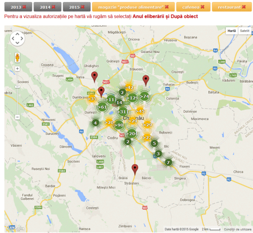 Autorizațiile în comerț pe harta municipiului Chisinau. Direcția generală comerț, alimentație publică și prestări servicii vă informează despre posibilitatea accesării informațiilor despre obiectele comerciale din municipiul Chișinău direct pe harta Google Map