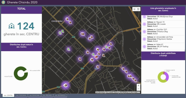 Harta digitală a gheretelor amplasate pe străzile municipiului Chișinău